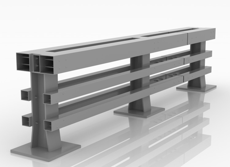 橋梁中央金屬梁柱式護欄